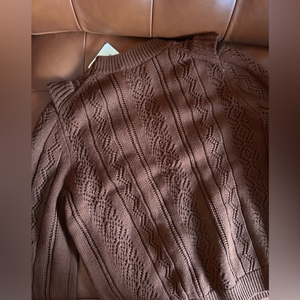 NWT SEZANE x MANOUSH Marva Pull Sweater Brown - Size M - Picture 8 of 10